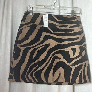NWT Ann Taylor LOFT tan and black zebra striped skirt with pockets size 4